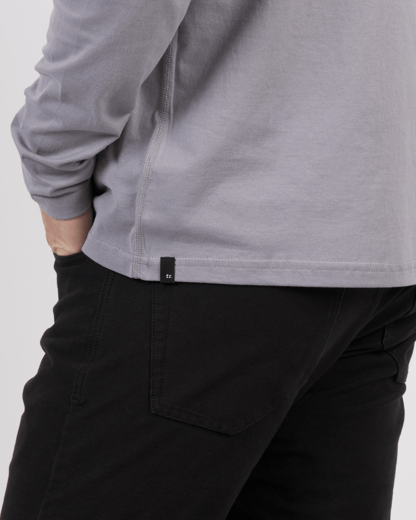 Foreign Rider Co Supima Cotton Grey Long Sleeve T-Shirt Bottom Side Tag Detail