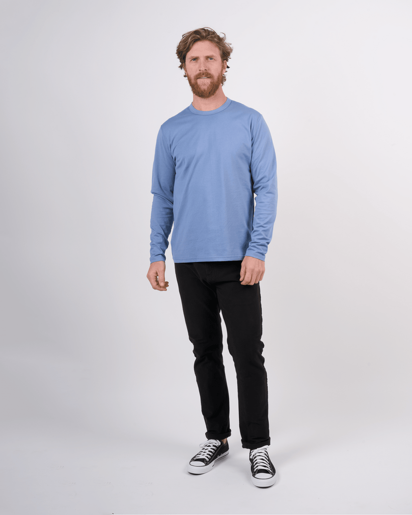 Foreign Rider Co Supima Cotton Metallic Blue Long Sleeve T-Shirt Size 3(L)