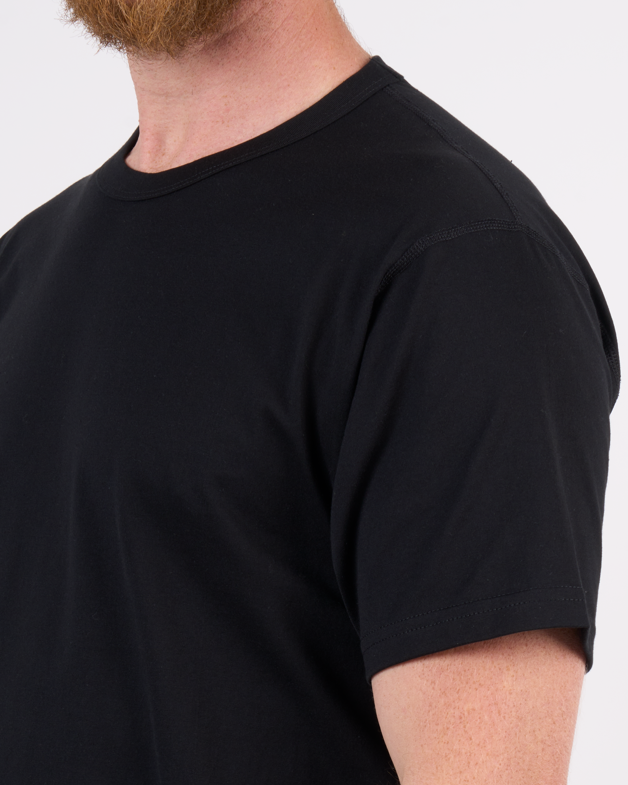 Foreign Rider Co Supima Cotton Black Short Sleeve T-Shirt Shoulder Flat-lock Stitch Detail