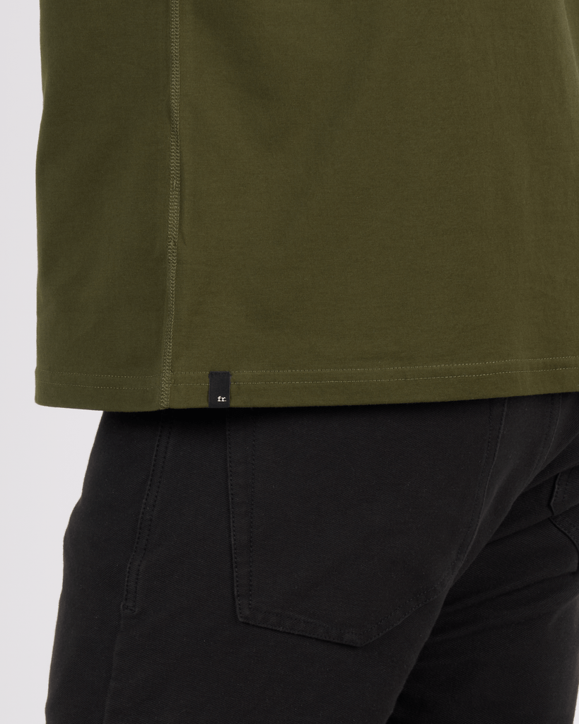 Foreign Rider Co Supima Cotton Olive Short Sleeve T-Shirt Bottom Side Tag Detail