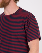 Foreign Rider Co Cotton Navy Red Vintage Stripe T-Shirt Chest Detail