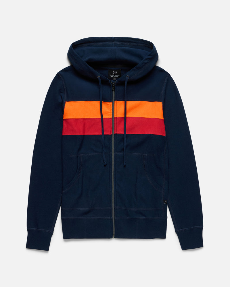Striped Full Zip Hooded Sweatshirt - Foreign Rider Co.