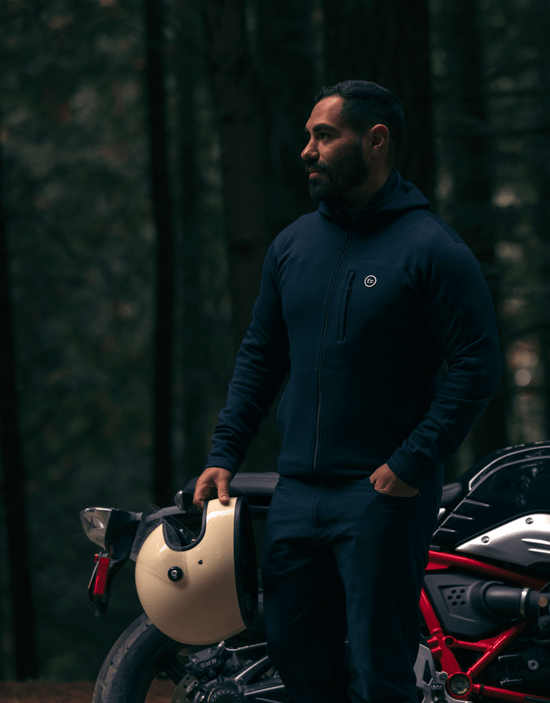 Merino Hooded Jacket Navy - Foreign Rider Co.