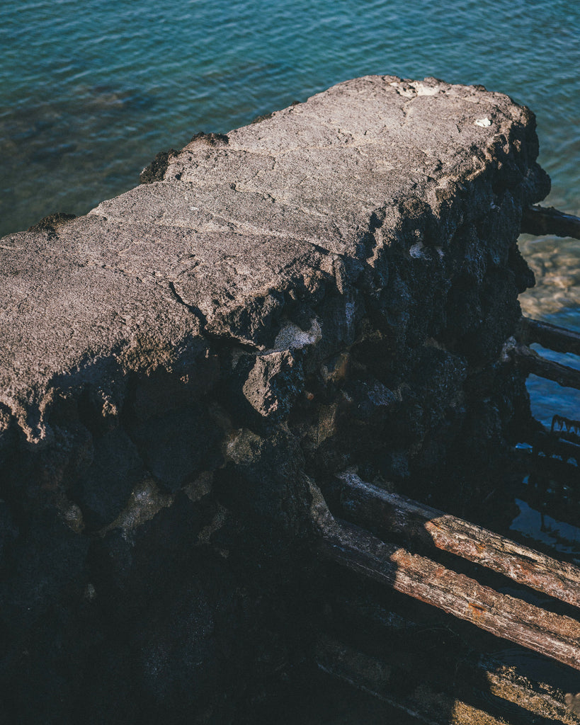 Old rock pier support in Kona